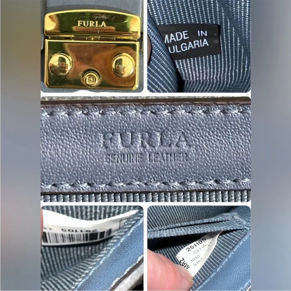 Furla Perforated butterfly Blue bag/Clutch. removable chain to make it a clutch - Picture 7 of 15